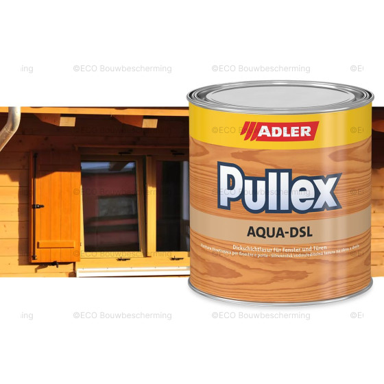 Verpakking van Adler Pullex Aqua DSL 750ml – Ecologische beits voor buitenhout met geavanceerde diklaagtechnologie voor optimale bescherming