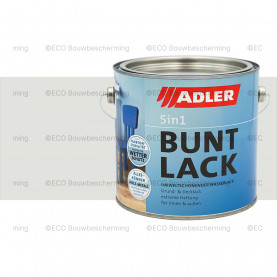 Blik Adler Buntlack 5in1 RAL 1021: "Adler Buntlack 5in1 lakverf in koolzaadgeel, geschikt voor hout, metaal en kunststof."
