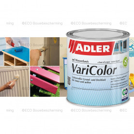 Verpakking van 750ml Adler Varicolor verf, multifunctionele verf voor binnen en buiten.