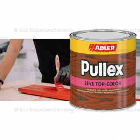 Adler Pullex 2in1 Top-Color 750ml flacon, een sneldrogende en weerbestendige verf voor houten oppervlakken, verkrijgbaar bij Eco Bouwbescherming