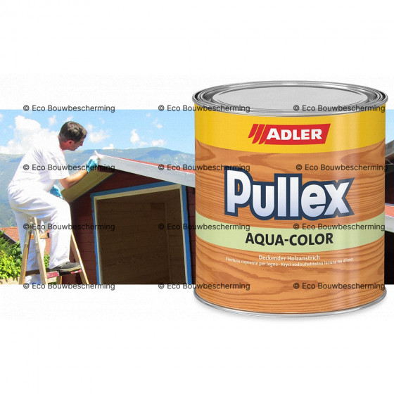 Een blik van 750 ml Adler Pullex Aqua-Color watergedragen houtbeits, ideaal voor het beschermen van houten oppervlakken buiten.