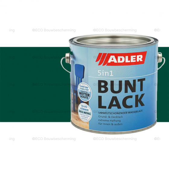 Blik Adler Buntlack 5in1 in RAL 6005 Mosgroen – 2,5 liter verpakking