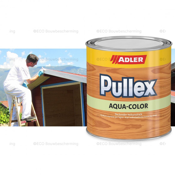 Een blik van 750 ml Adler Pullex Aqua-Color watergedragen houtbeits, ideaal voor het beschermen van houten oppervlakken buiten.