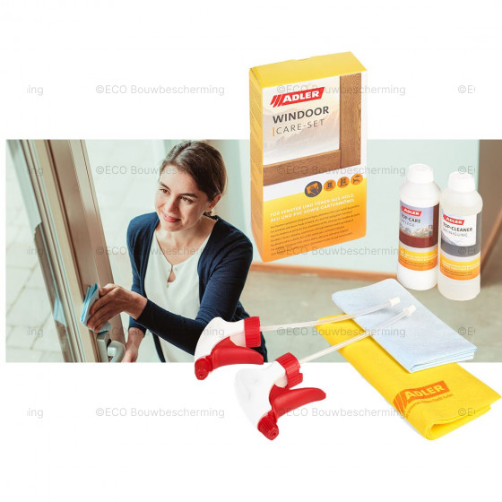 Onderhoud van een houten kozijn met de Adler Windoor Care Set.