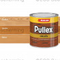Blik Adler Pullex Holzöl van 750 ml naast een kleurenkaart met beschikbare tinten.