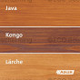 Overzicht van de beschikbare kleuren van Adler Pullex Tuinhout Olie voor diverse houtsoorten. 