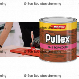 Adler Pullex 2in1 Top-Color 750ml flacon, een sneldrogende en weerbestendige verf voor houten oppervlakken, verkrijgbaar bij Eco Bouwbescherming